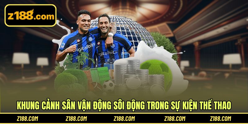 Khung cảnh sân vận động sôi động trong sự kiện thể thao